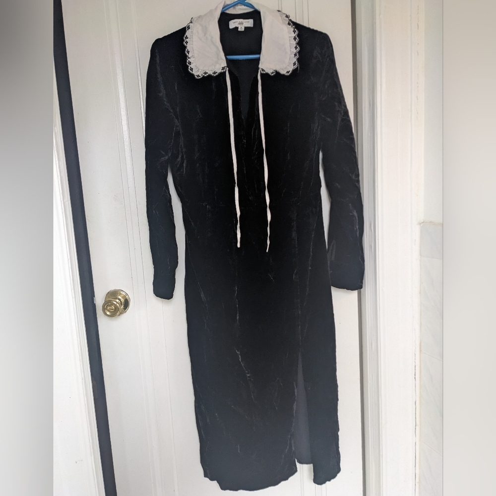 Sweet Baby Jamie Black Collared Velvet Dress Size XL Jamie Mizrahi - Picture 11 of 16